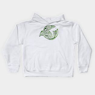 Dolphins round green tattoo Kids Hoodie